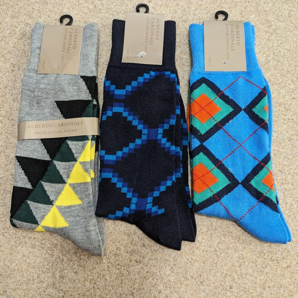 NWT Alberto Cardinali Lot of 3 Pairs of Dress Socks Size 7-13